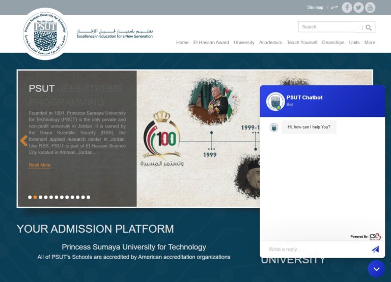 CSC Beyond Partners with PSUT to integrate our A.I Chatbot for educational purposes.